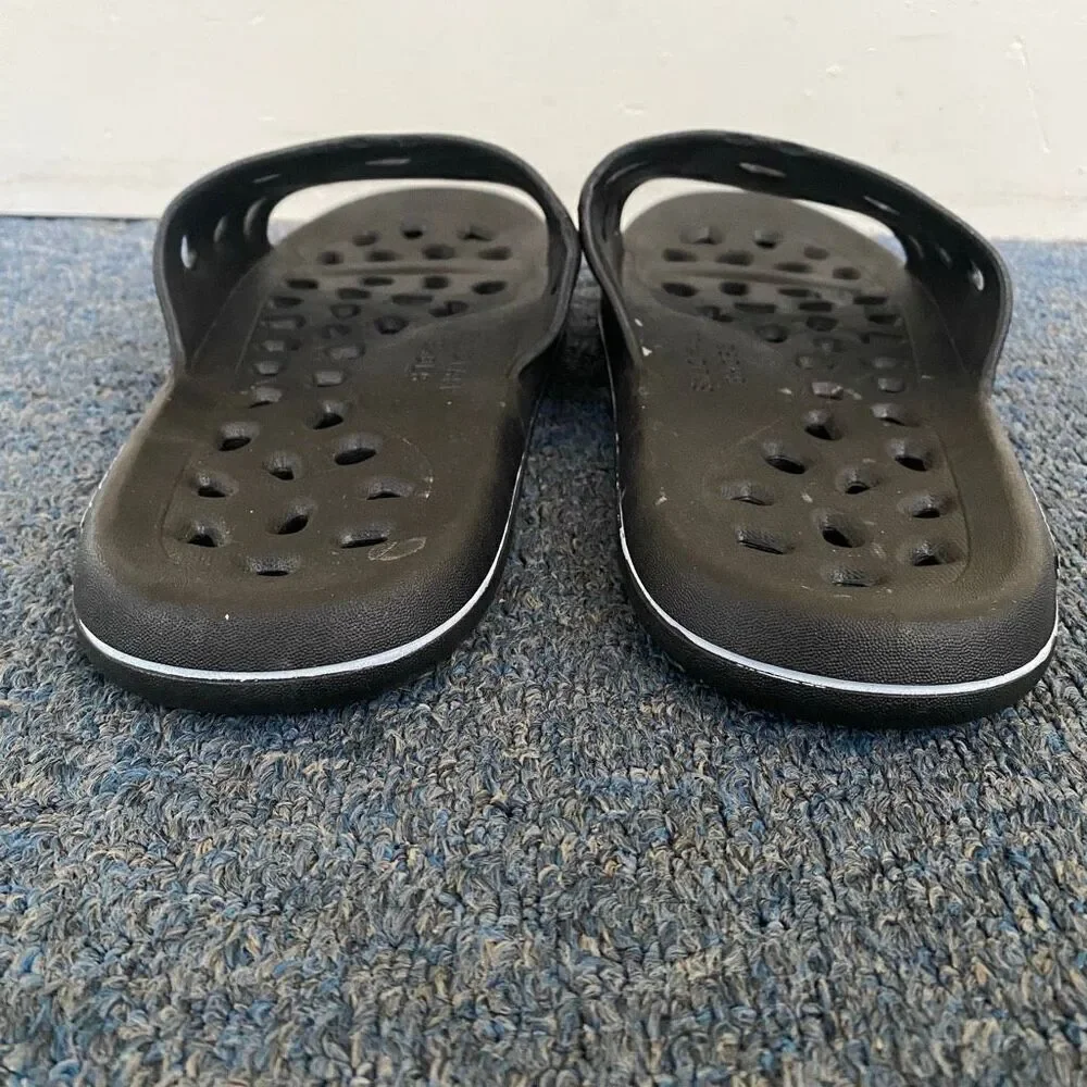 Enjoyall shoes men 12 slip on sandals w/hollow cut out holes black & white